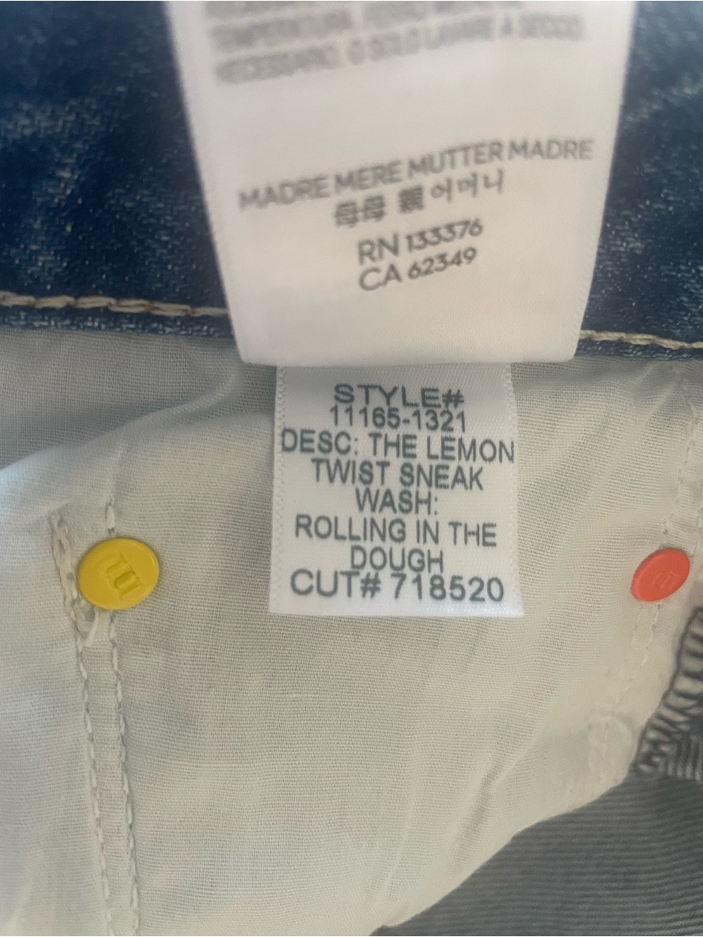 MOTHER 🍋 SNACKS! 🍋 Lemon Twist Sneak Rolling in the Dough size 26 NWOT - Picture 9 of 9